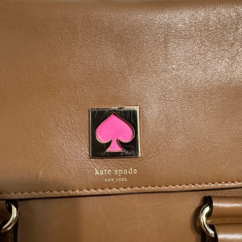 Kate Spade Tan Satchel with Pink Strap